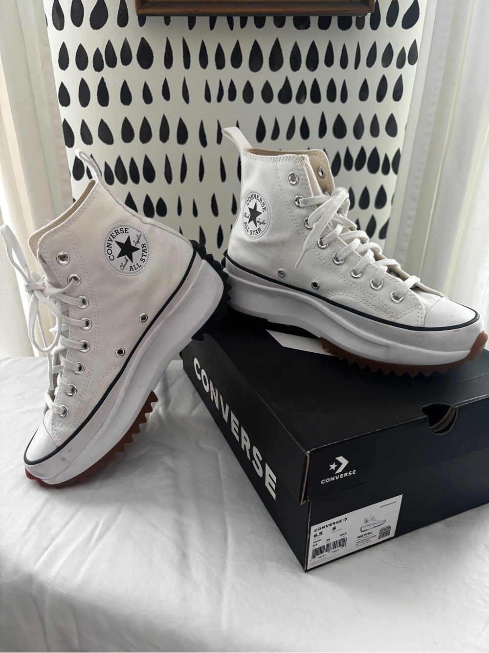 Converse White High-Top Run Star Platform Sneakers